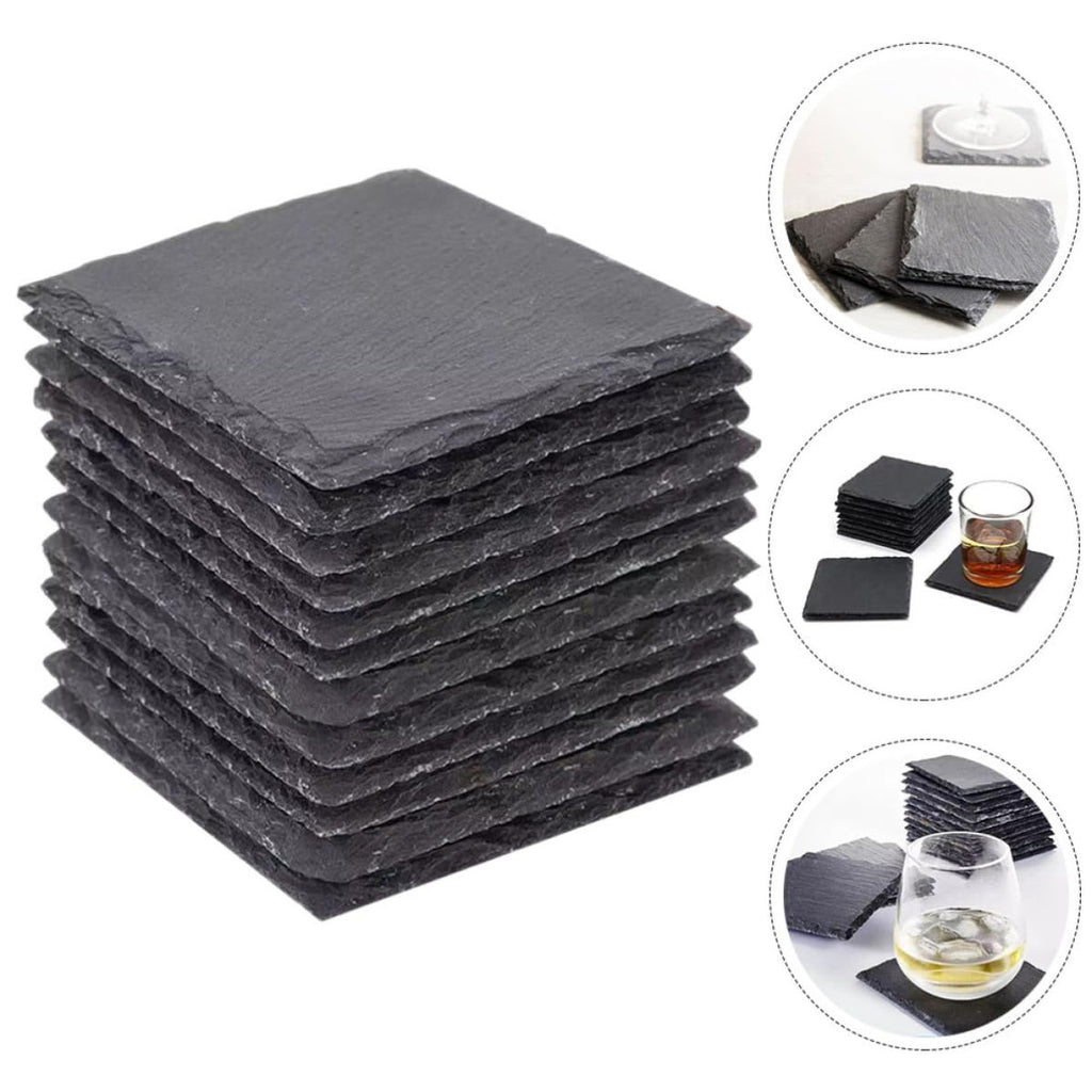 12 Pc Natural Stone Coasters with Non Slip Bottom S54623