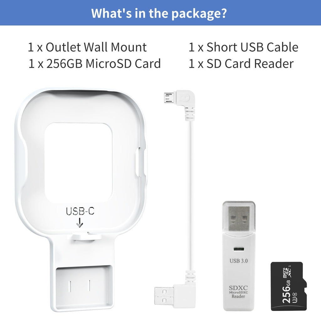 256GB MicroSD Card and Wall Mount with USB-C Cable O1208