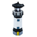 Solar Powered Resin Lighthouse Garden Light Black White A745729
