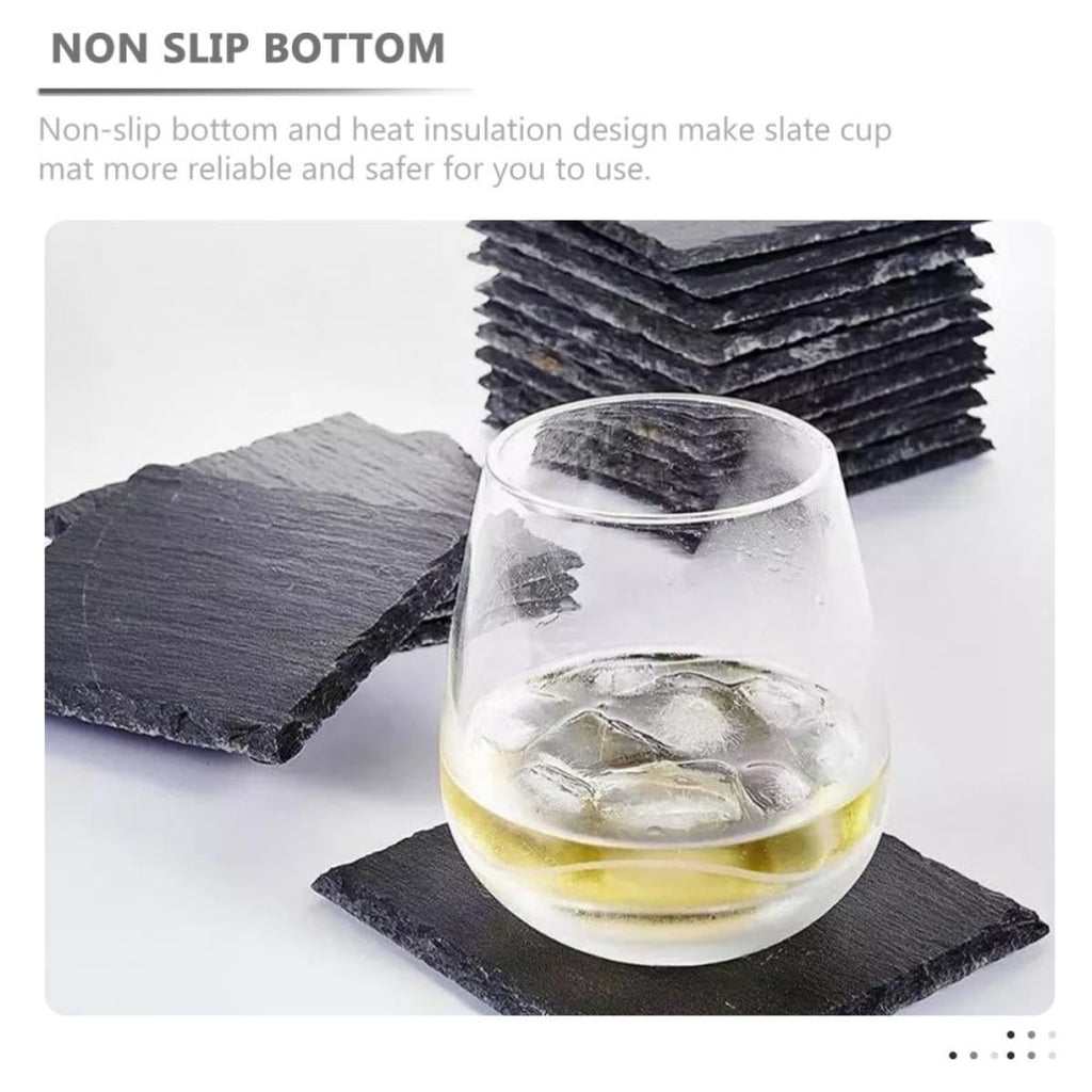 12 Pc Natural Stone Coasters with Non Slip Bottom S54623