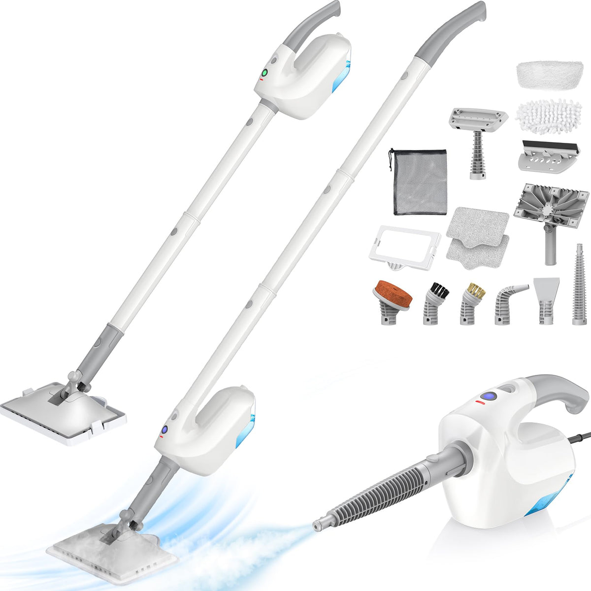 10-in-1 Steam Mop with Detachable Handheld Steamer G4988
