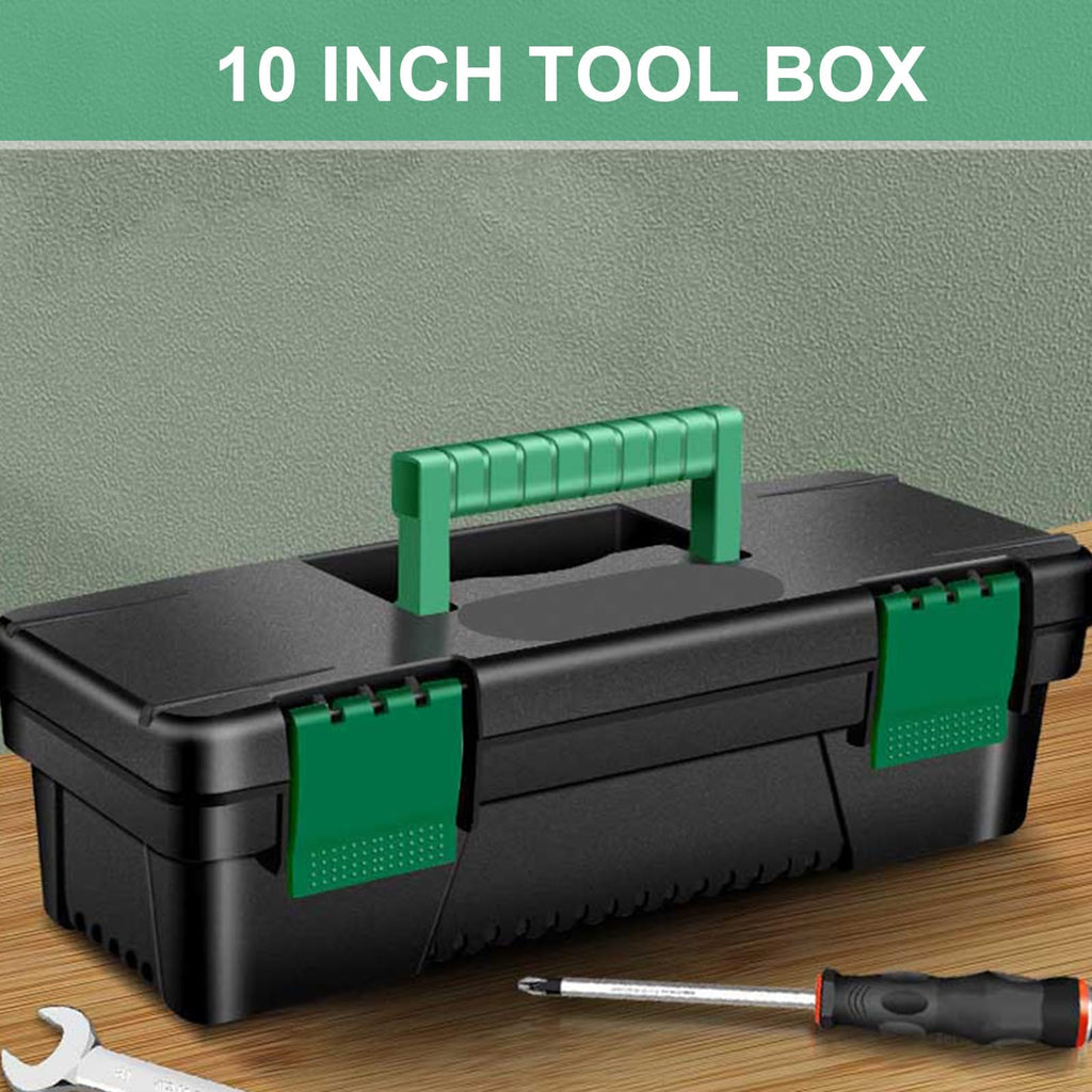 10-Inch Plastic Toolbox with Removable Tray and Double Lock A721710
