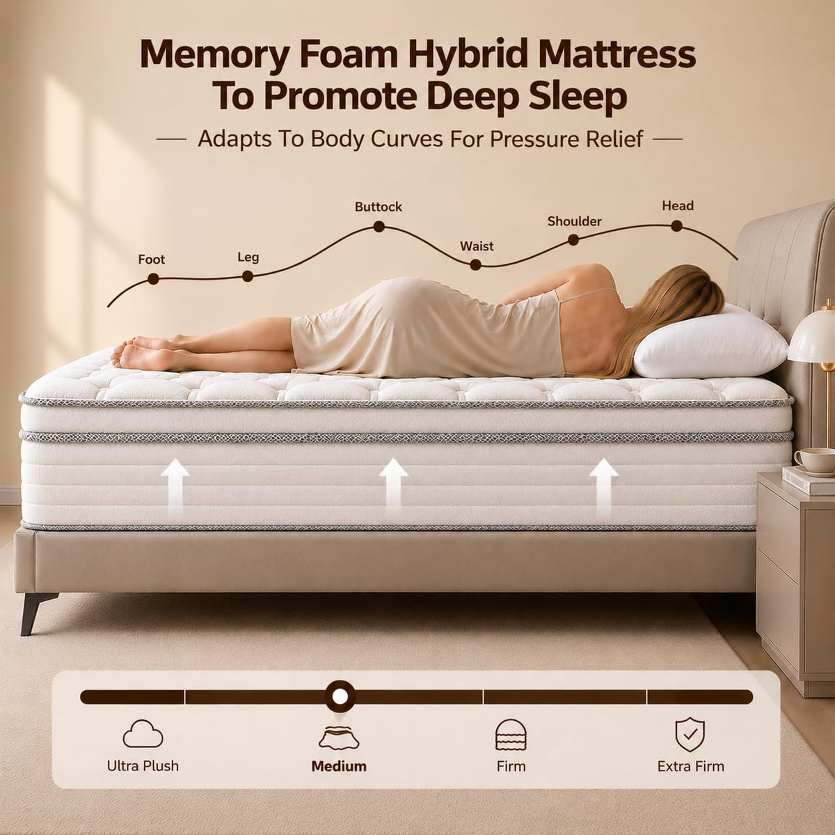 12 Inch Medium Firm Hybrid Spring Mattress K18496