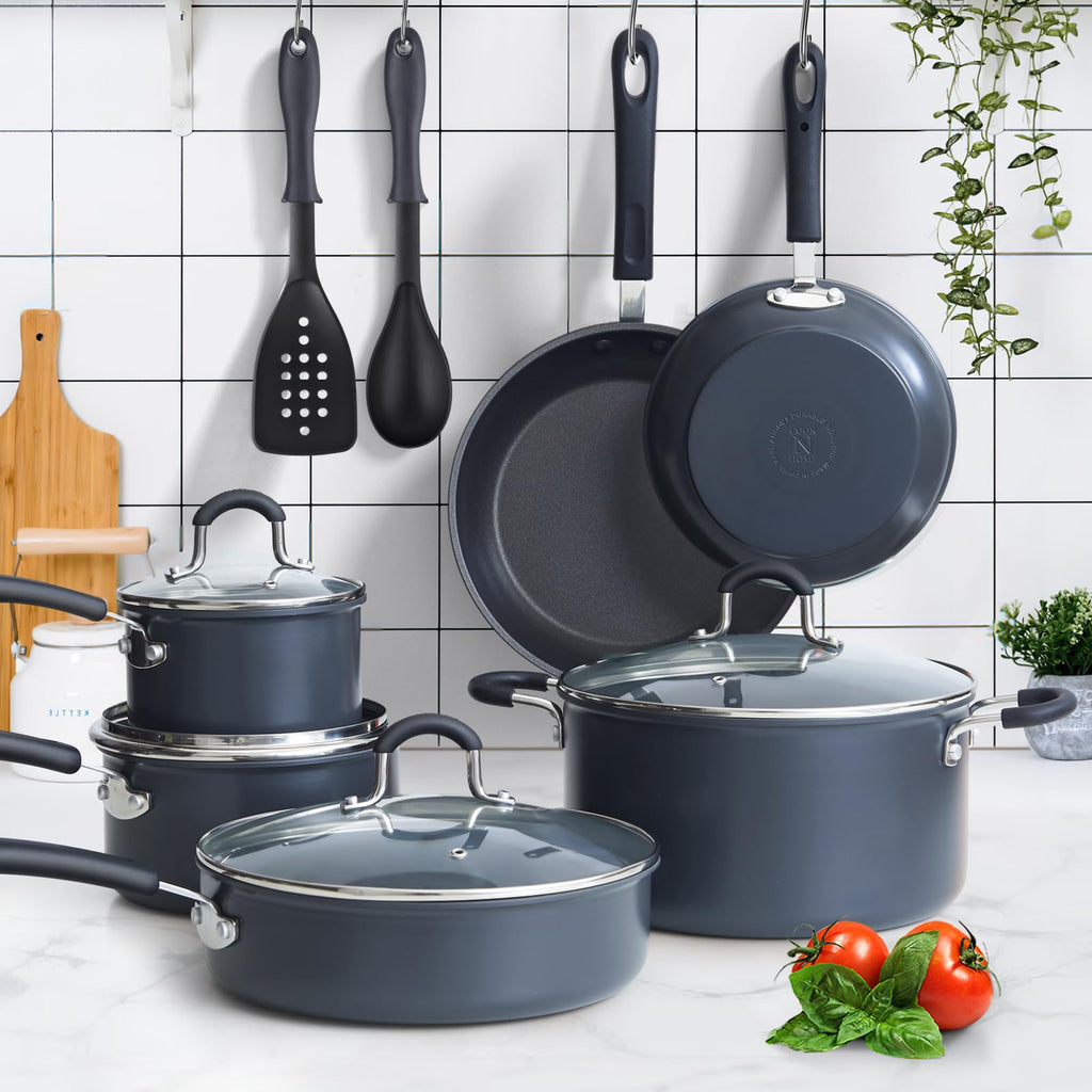 12 Piece Black Nonstick Hard Anodized Cookware Set A736885