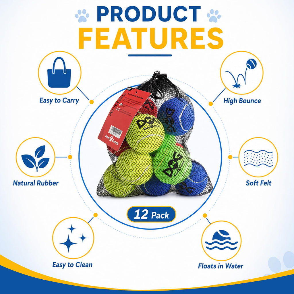 12 Pack Colorful Dog Toy Balls S881624