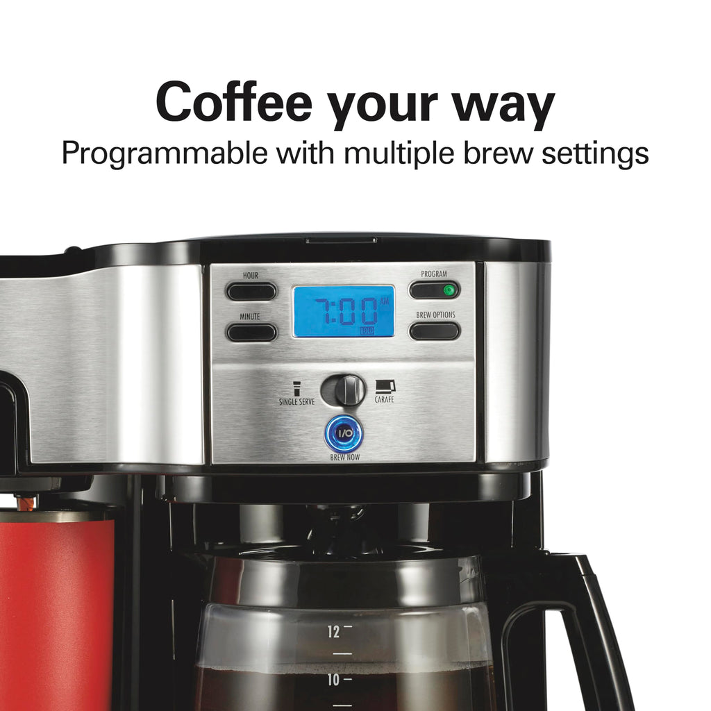 2-Way Coffee Maker, Single-Serve and 12-Cup Pot, Black/Stainless Steel J217830