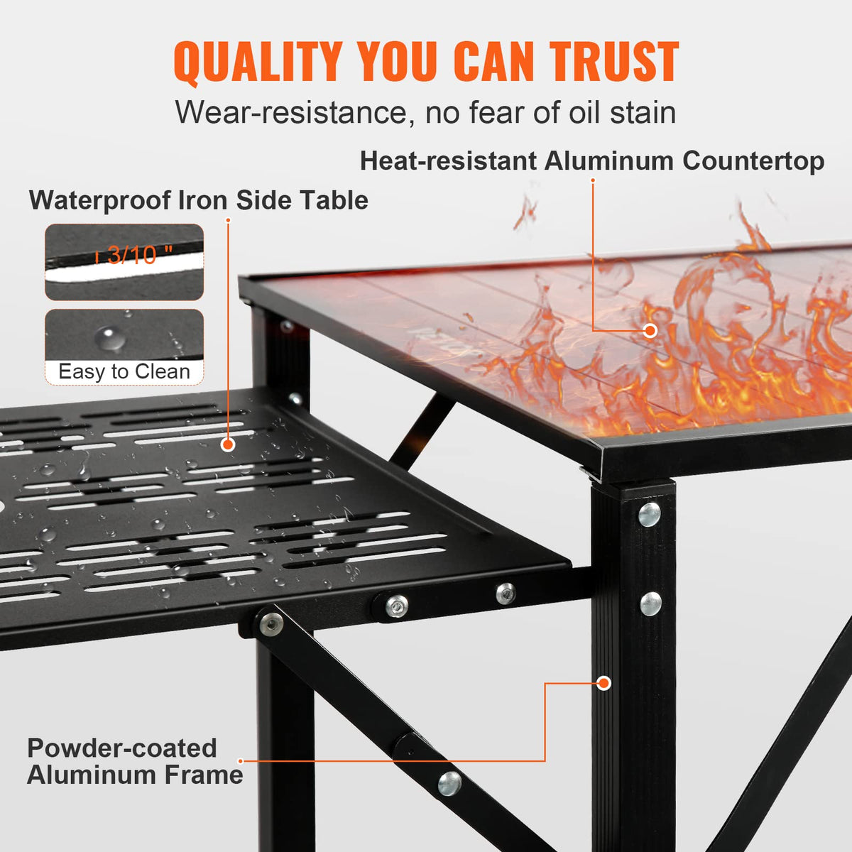 Aluminum Folding Camping Kitchen Table with 2 Shelves O890554