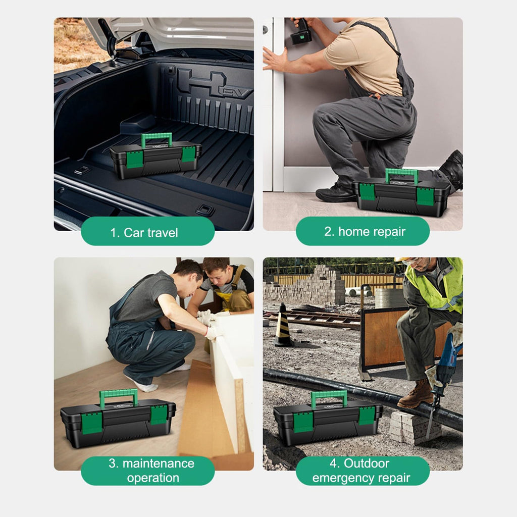 10-Inch Plastic Toolbox with Removable Tray and Double Lock A721710