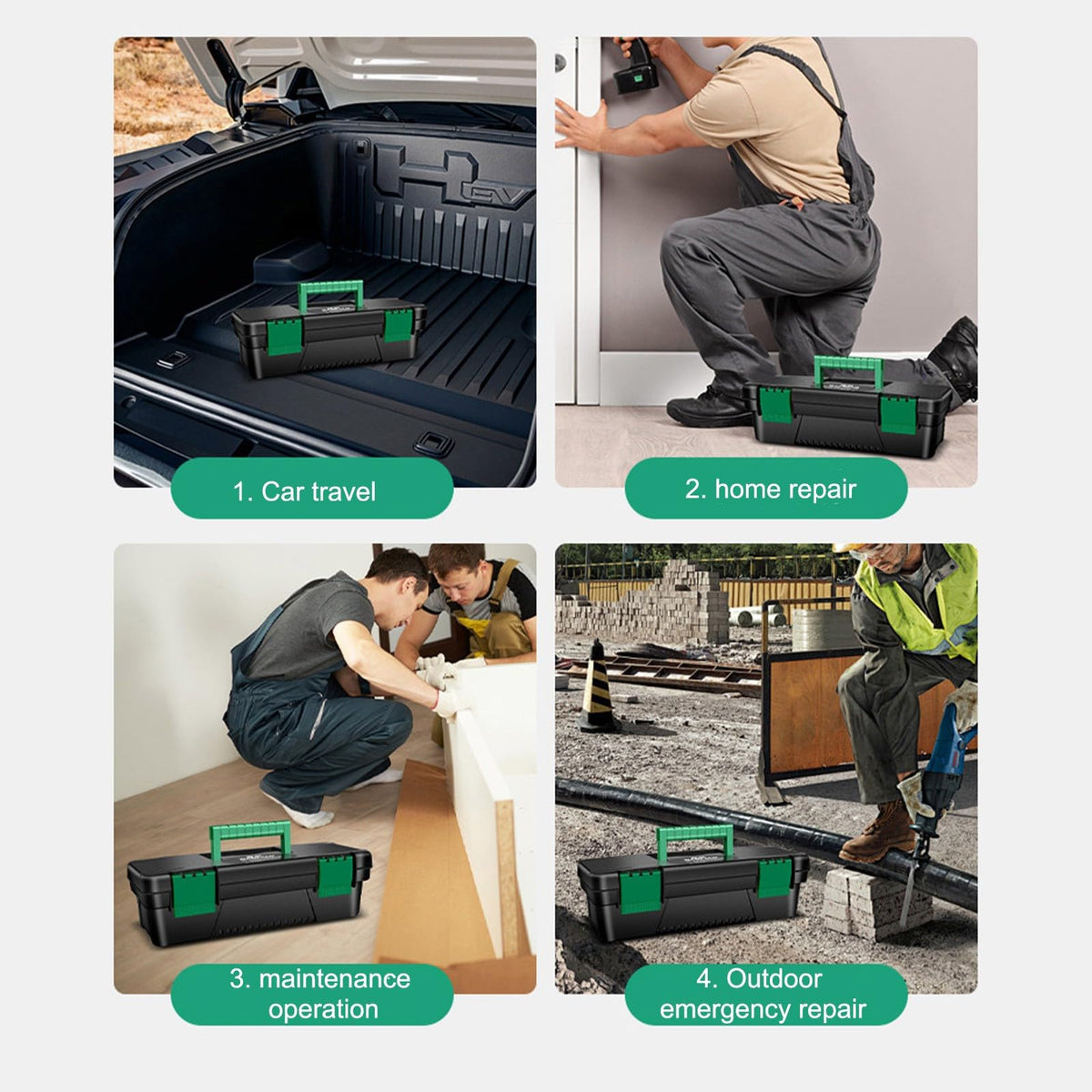 10-Inch Plastic Toolbox with Removable Tray and Double Lock A721710