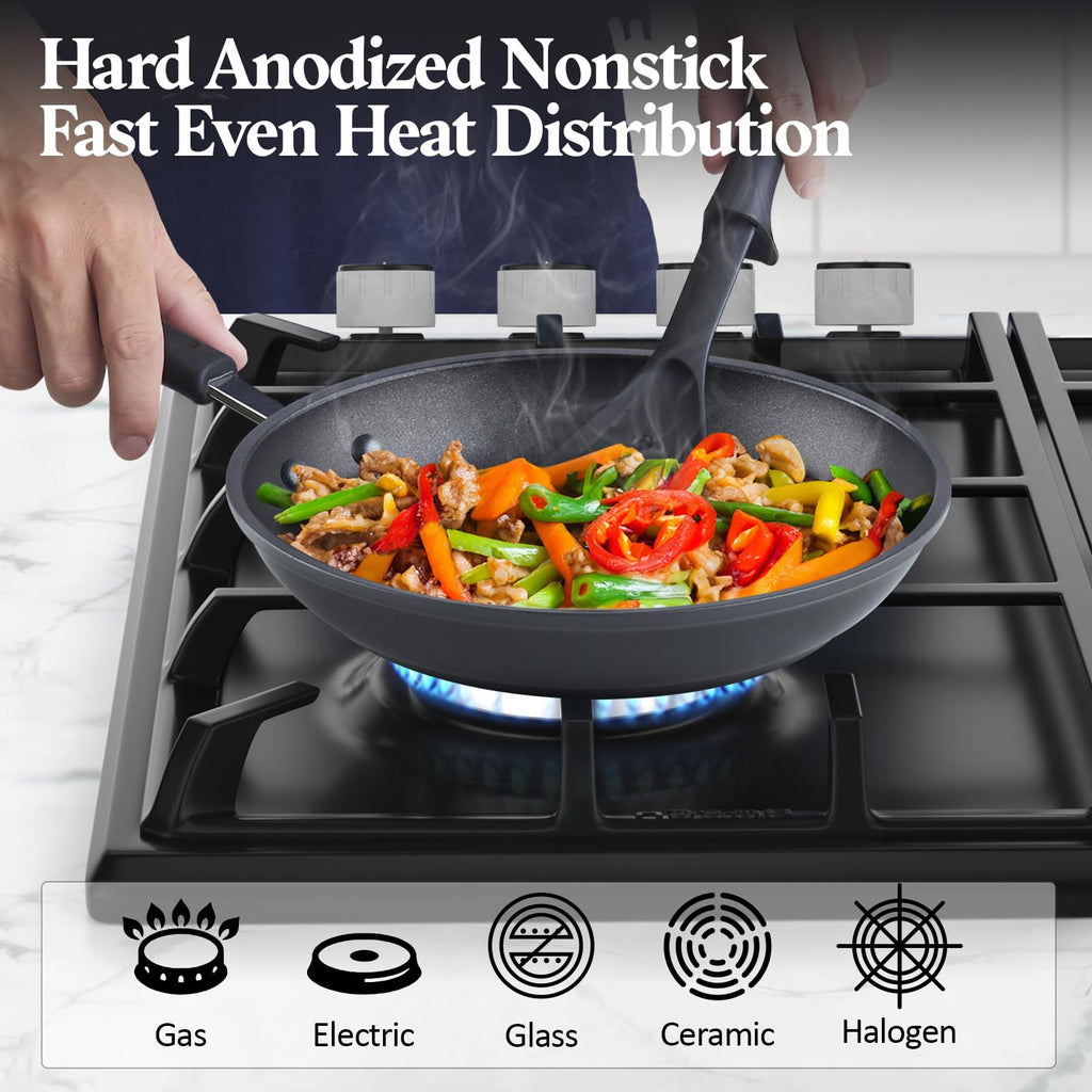 12 Piece Black Nonstick Hard Anodized Cookware Set A736885