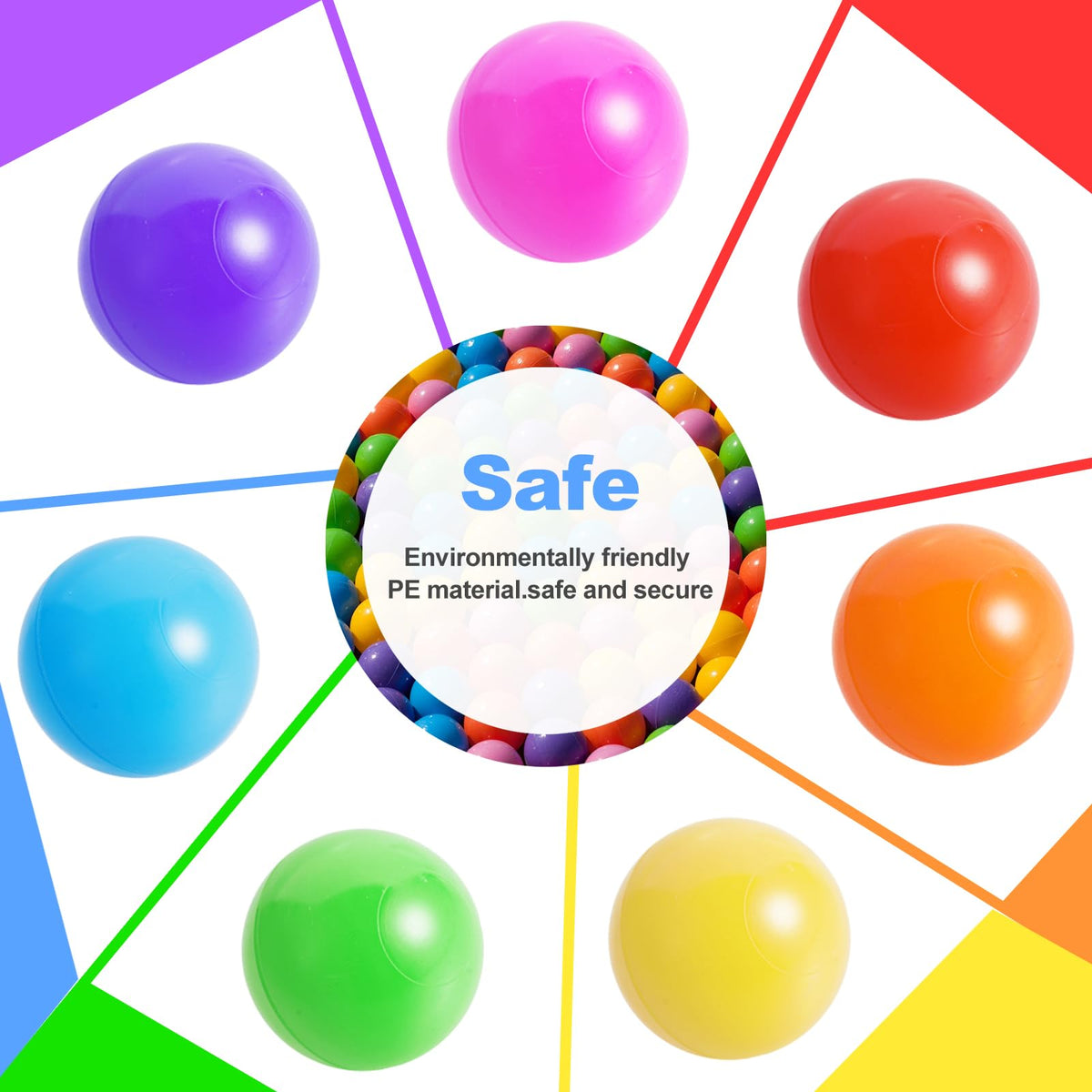 100pcs BPA Free Crush Proof Plastic Ball Pit Balls with Net Bag G586