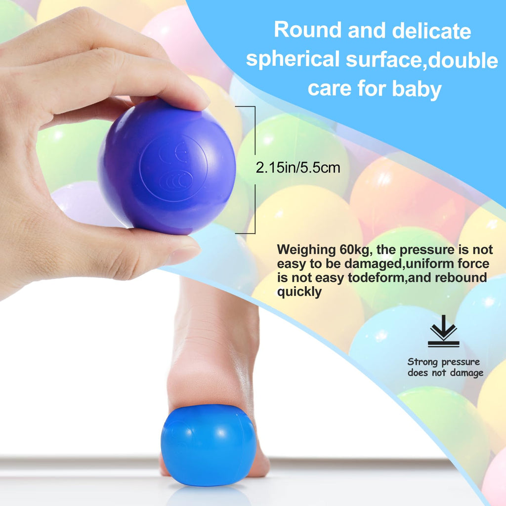 100pcs BPA Free Crush Proof Plastic Ball Pit Balls with Net Bag G586