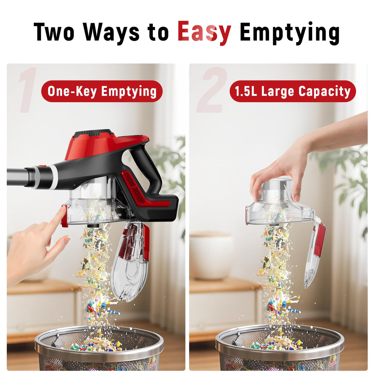 Cordless Stick Vacuum 45Kpa 1.5L Lightweight Handheld Vacuum E77810