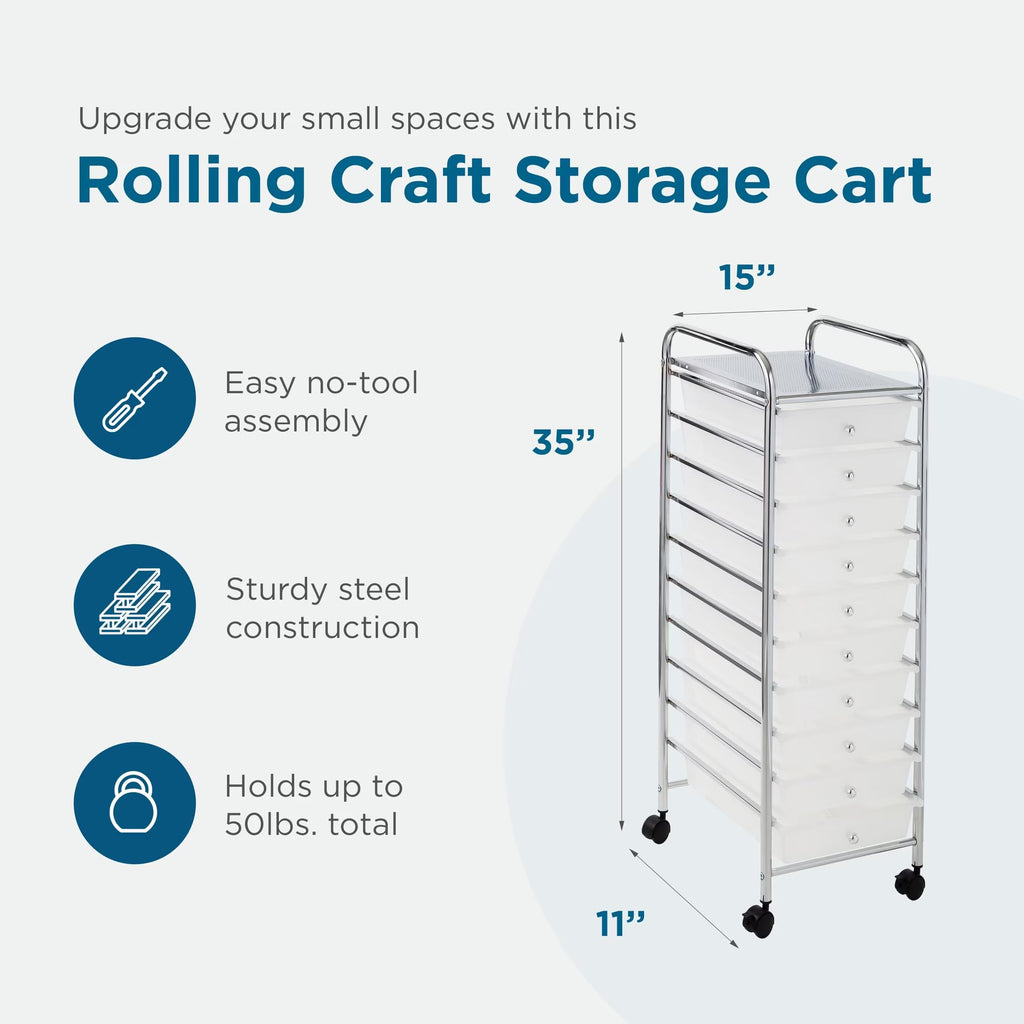10 Drawer Rolling Craft Cart F235