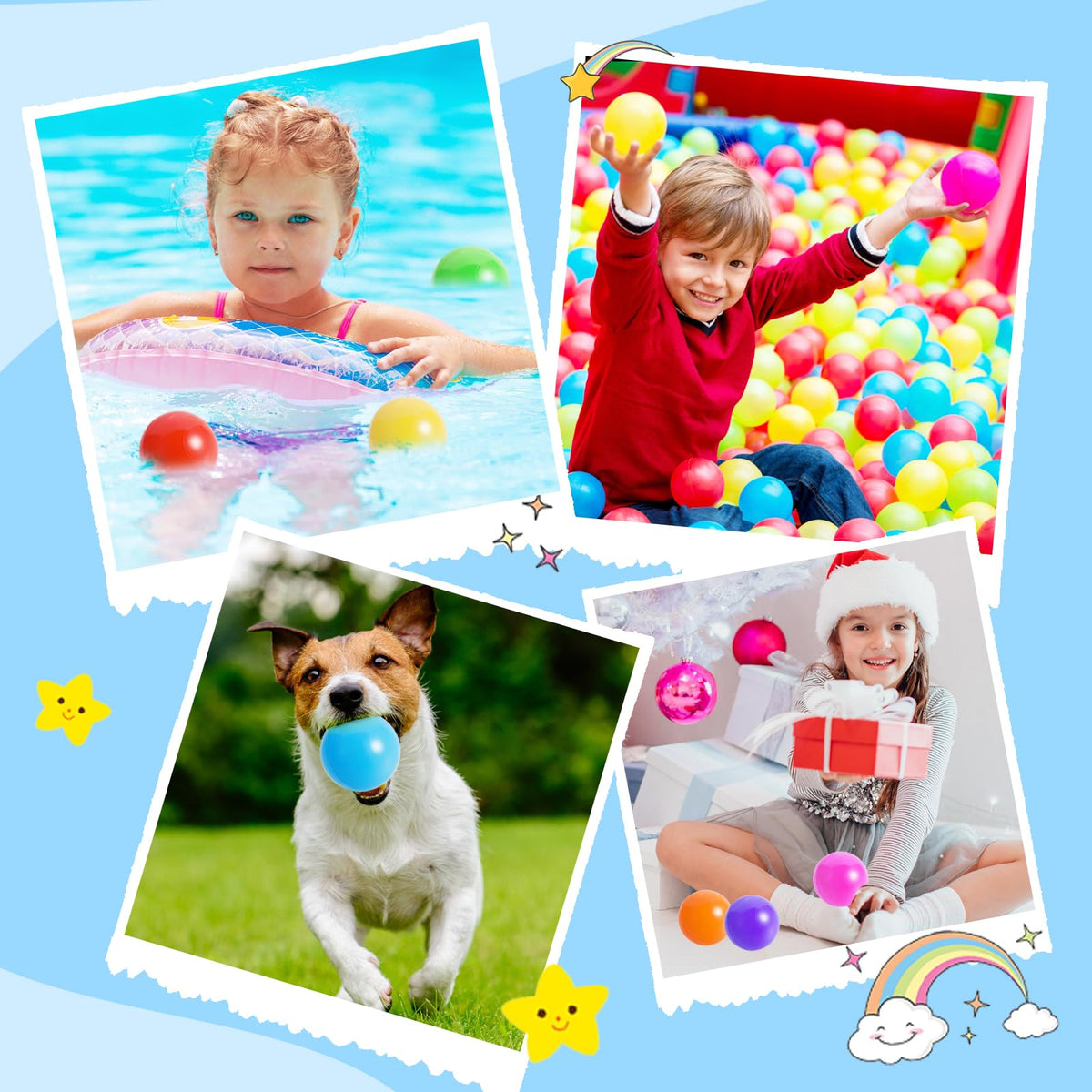 100pcs BPA Free Crush Proof Plastic Ball Pit Balls with Net Bag G586