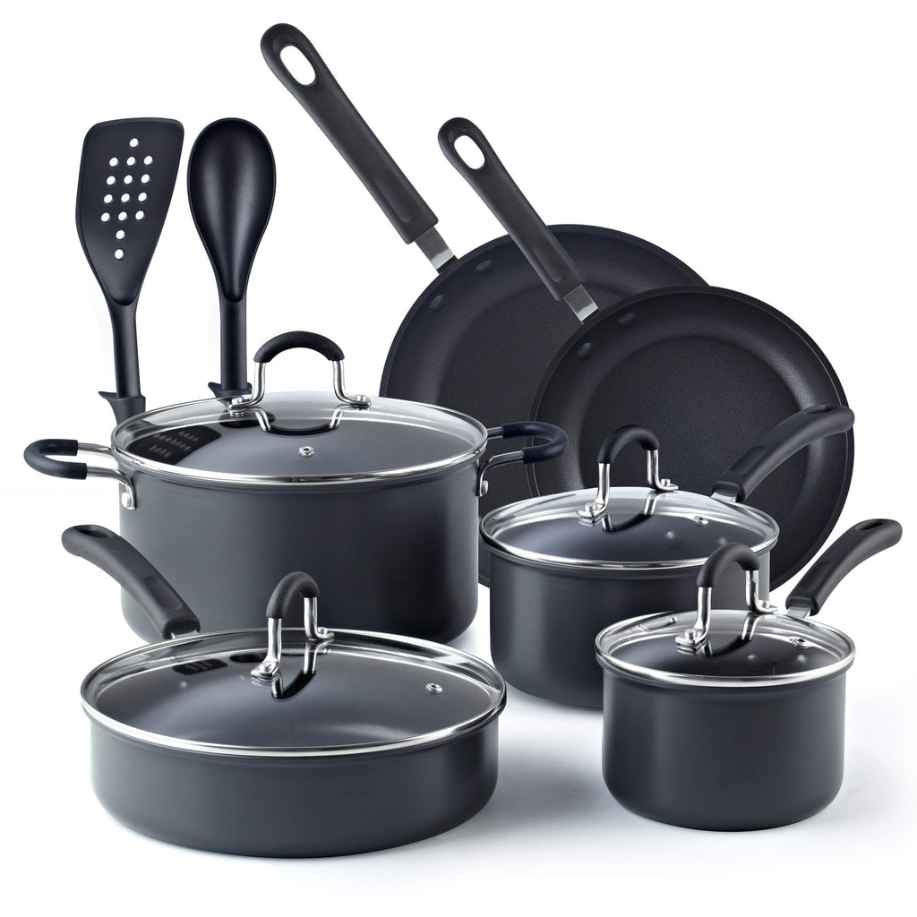 12 Piece Black Nonstick Hard Anodized Cookware Set A736885