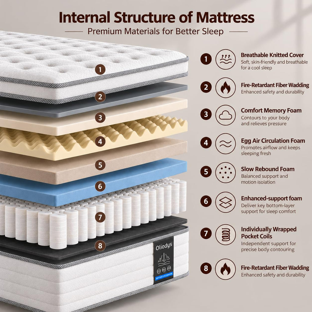12 Inch Medium Firm Hybrid Spring Mattress K18496