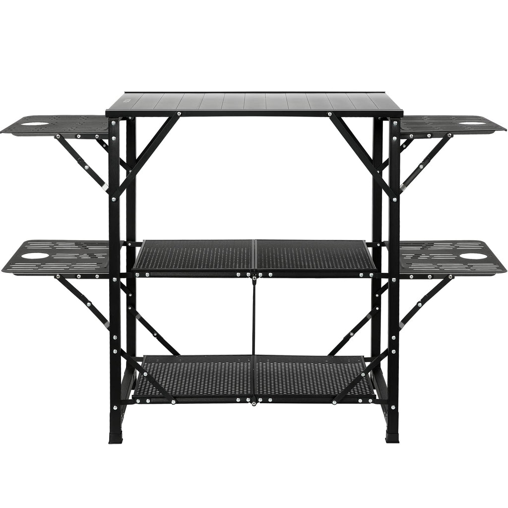 Aluminum Folding Camping Kitchen Table with 2 Shelves O890554