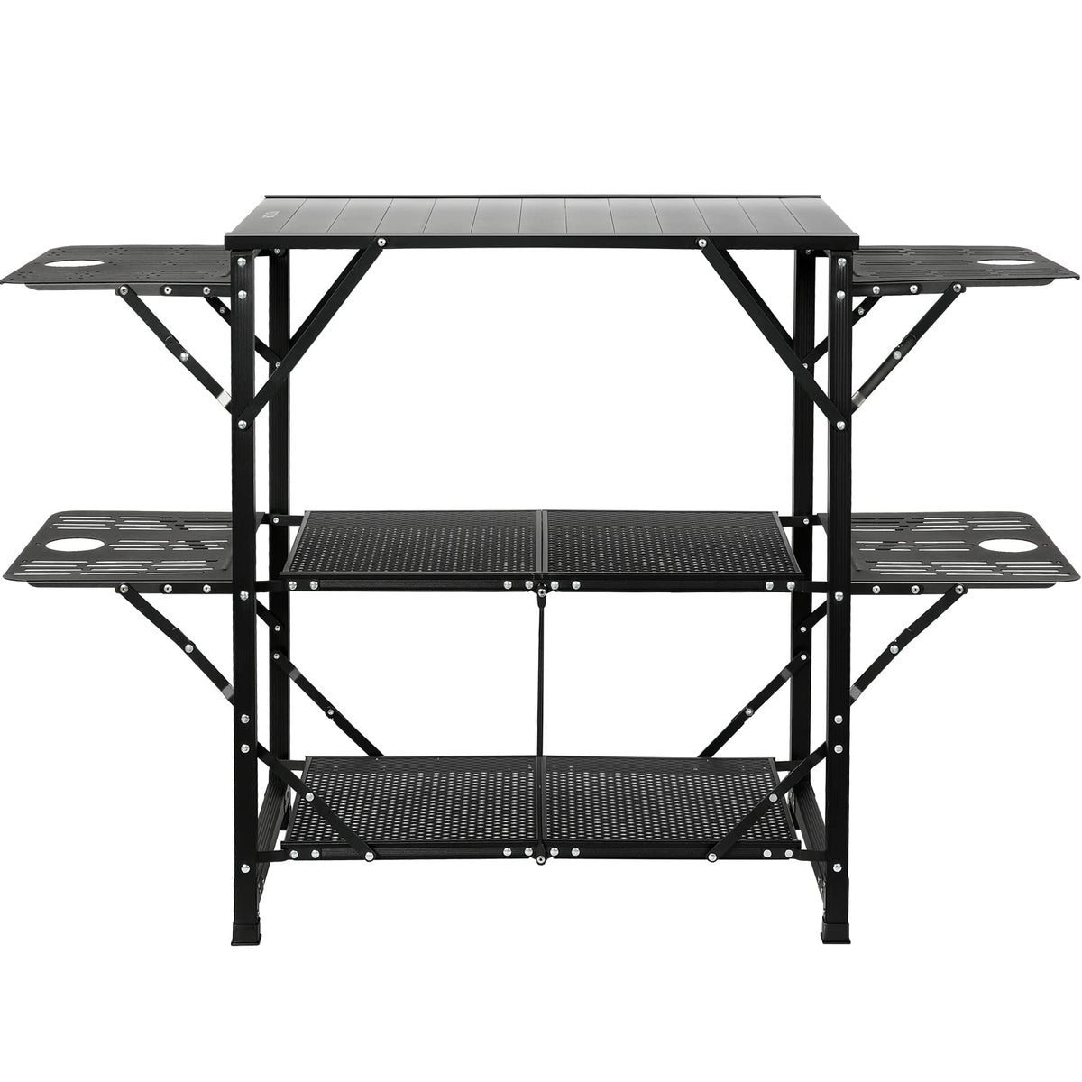 Aluminum Folding Camping Kitchen Table with 2 Shelves O890554