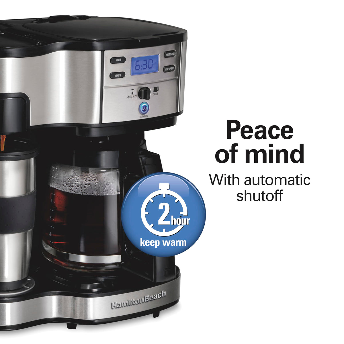 2-Way Coffee Maker, Single-Serve and 12-Cup Pot, Black/Stainless Steel J217830