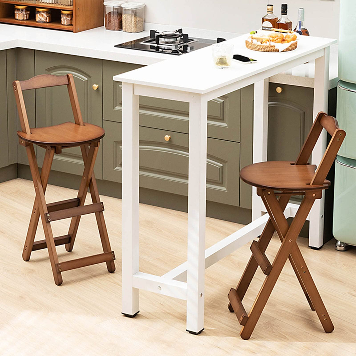 Foldable Bamboo Stool with Backs and Footrest C479001