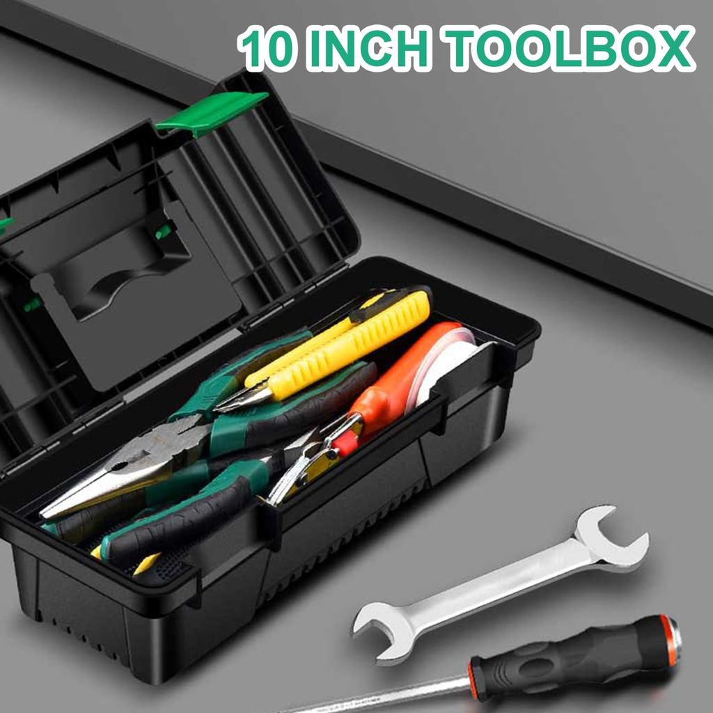10-Inch Plastic Toolbox with Removable Tray and Double Lock A721710