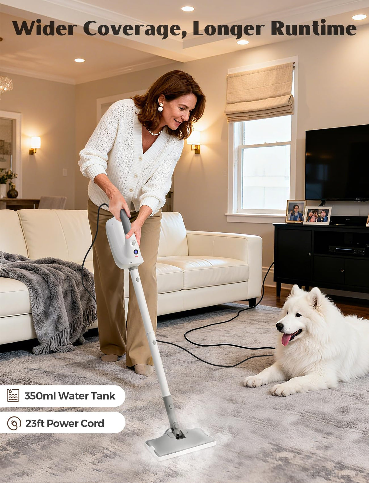 10-in-1 Steam Mop with Detachable Handheld Steamer G4988