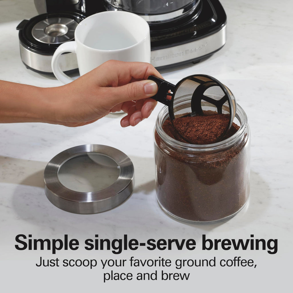 2-Way Coffee Maker, Single-Serve and 12-Cup Pot, Black/Stainless Steel J217830
