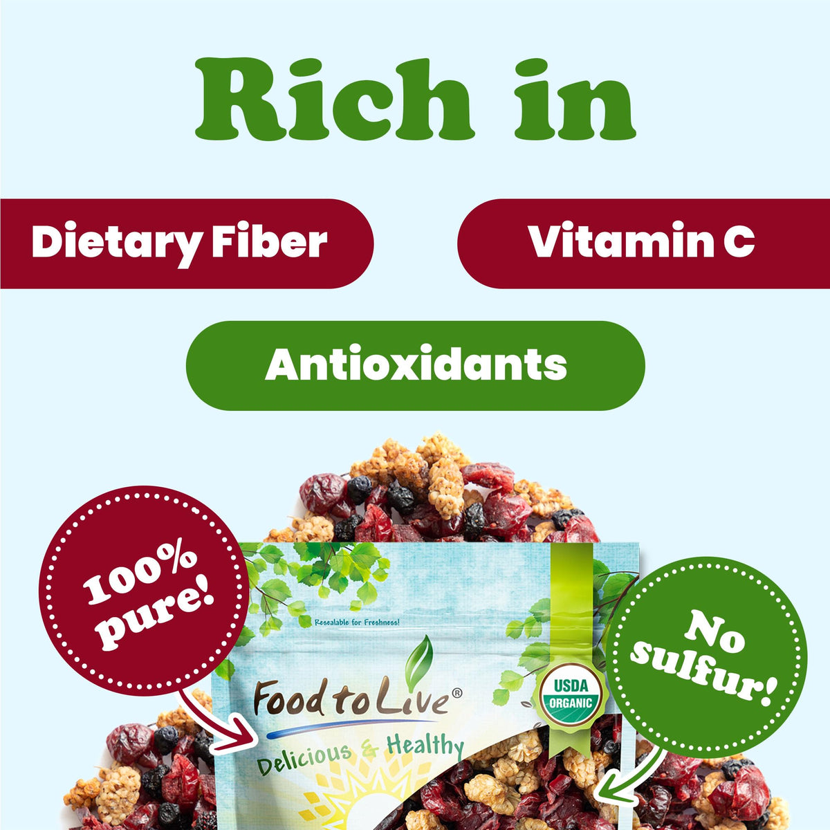 Organic Dried Berries Mix, 8 Ounces J980