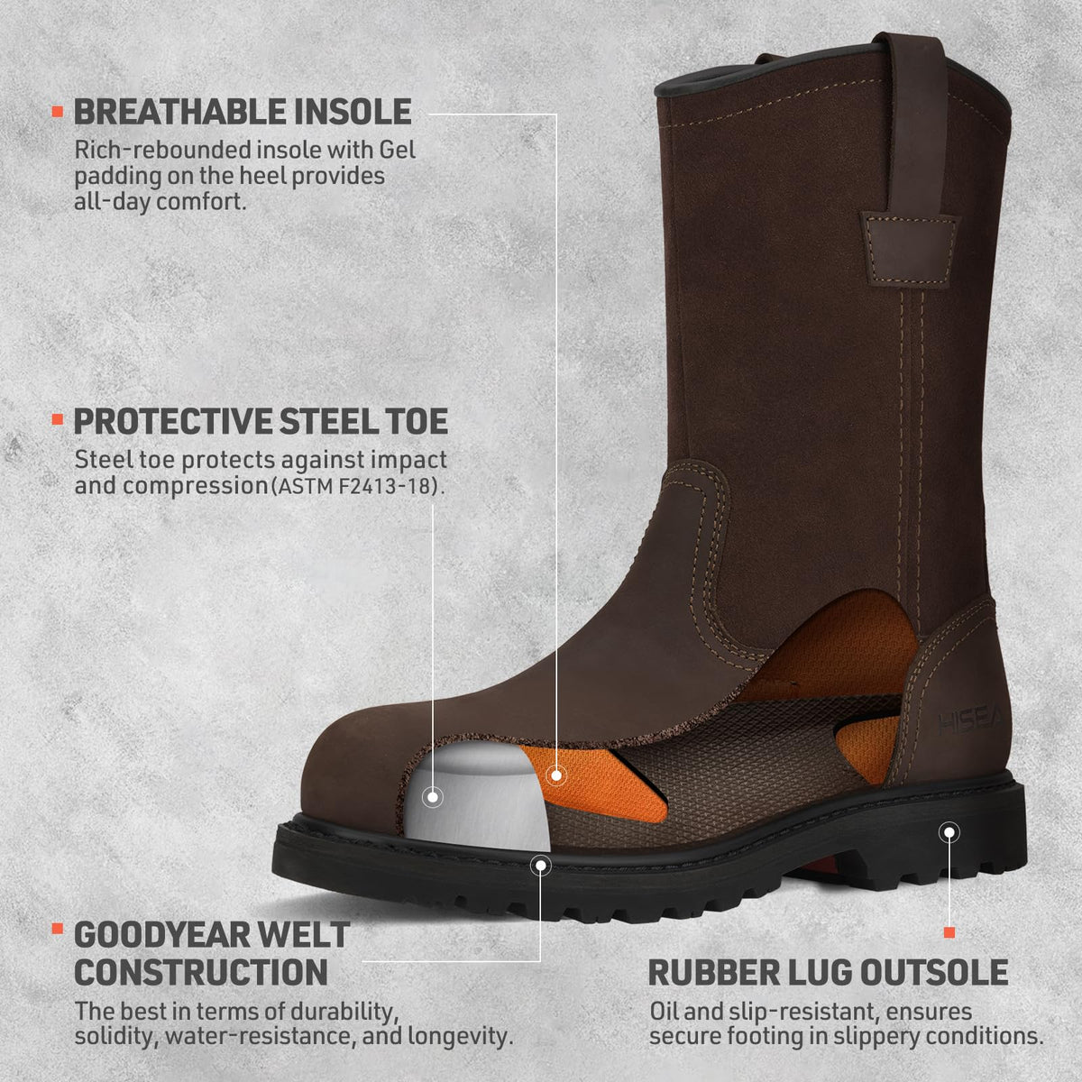 Steel Toe Waterproof Work Boots Q967