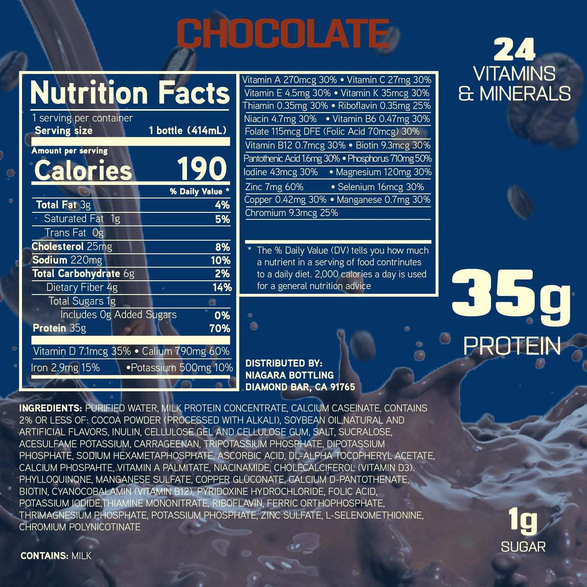 35g Protein Shake, 14 fl oz, 12 pack, Chocolate Y184132