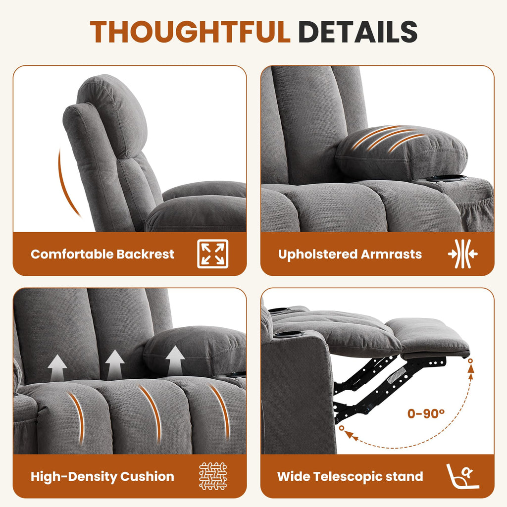 Swivel Rocker Recliner Chair with Massage and Heat X837