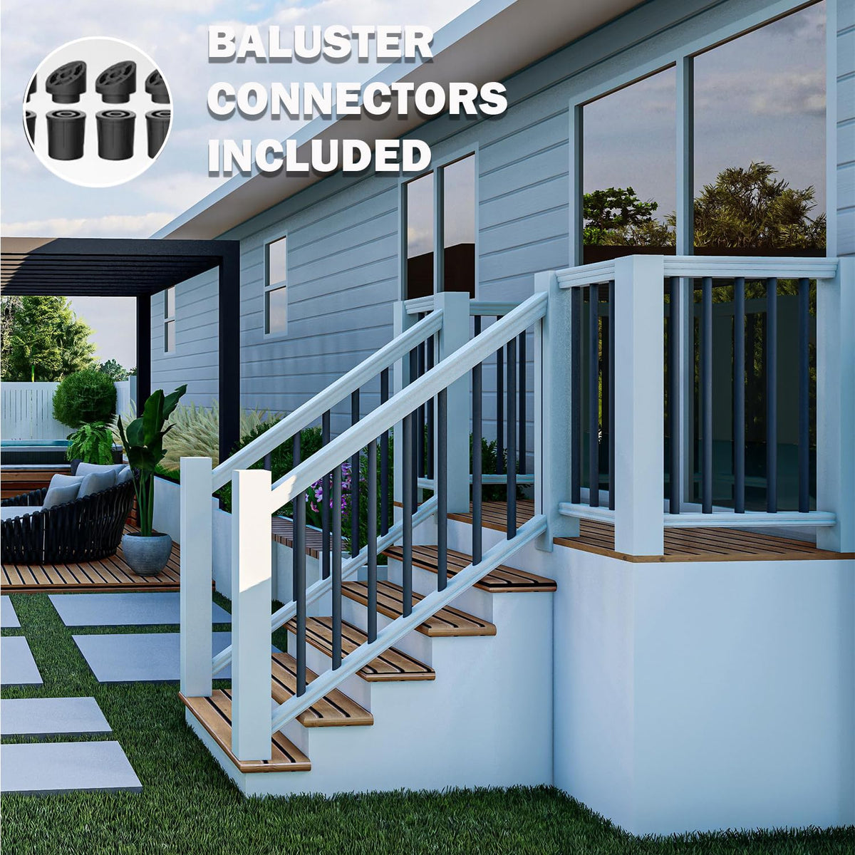105 Pack 26" Black Aluminum Deck Balusters J34522