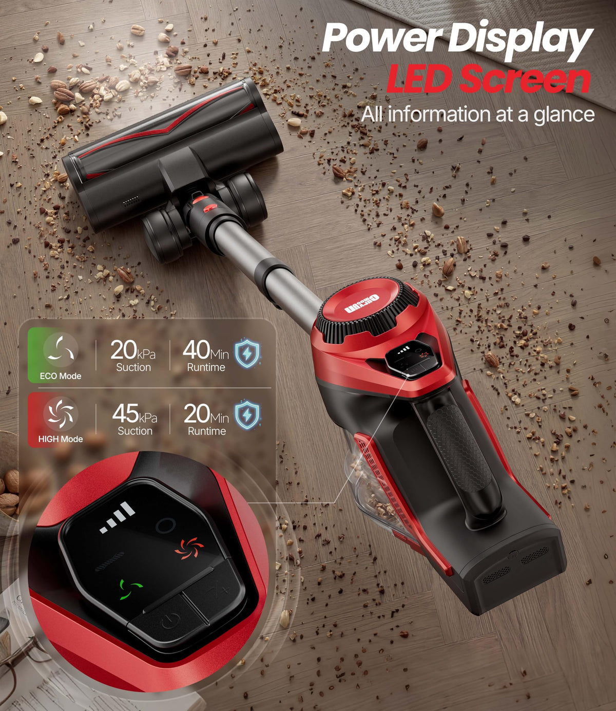 Cordless Stick Vacuum 45Kpa 1.5L Lightweight Handheld Vacuum E77810