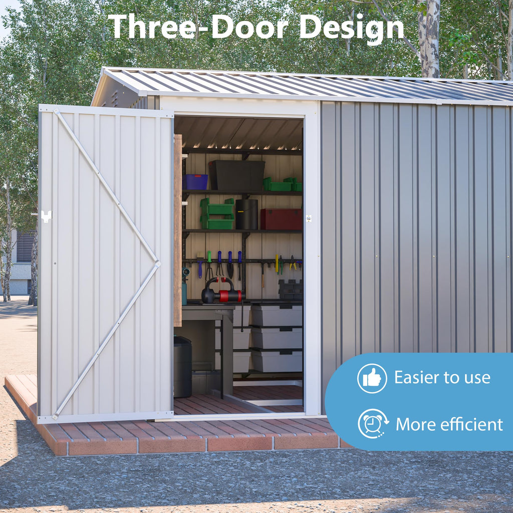 10x14 FT Light Gray Metal Storage Shed Q7623