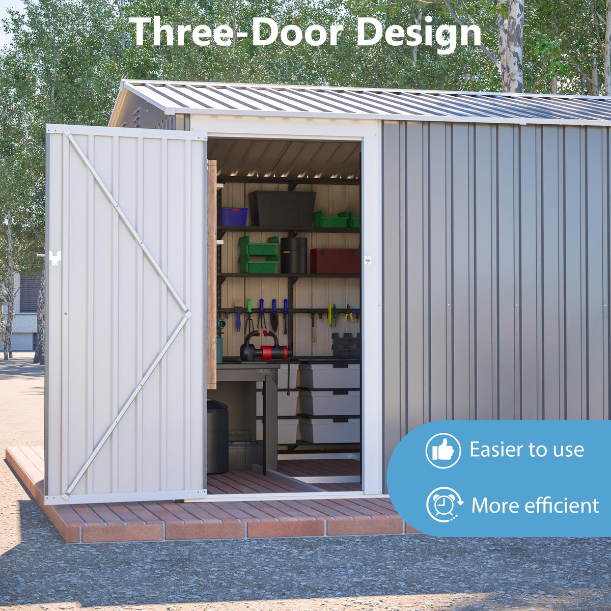 10x14 FT Light Gray Metal Storage Shed Q7623